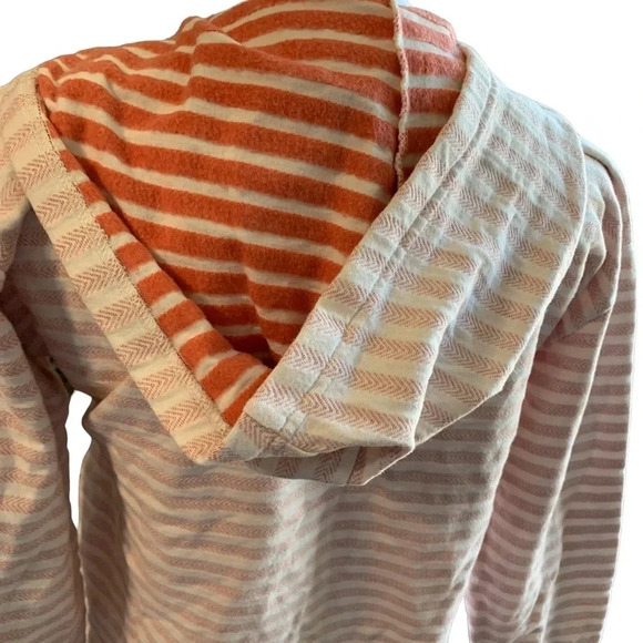 COLUMBIA striped zip jacket high low hem, small, orange and cream - Picture 2 of 7
